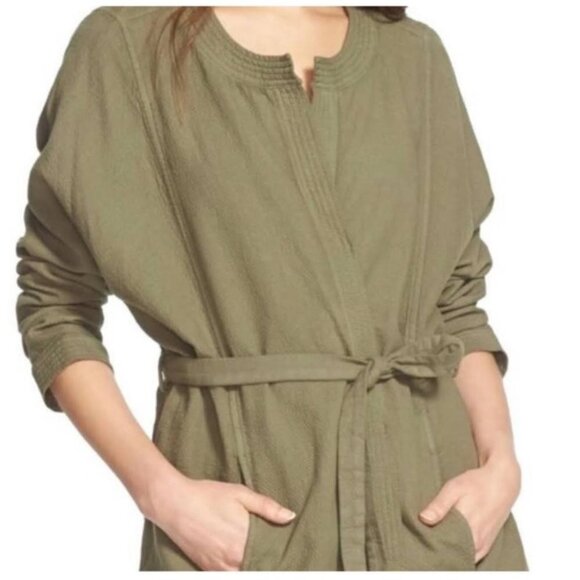 Madewell Olive Green Stitch  Edge Duster Utility Jacket Cardigan tie waist XS - Picture 5 of 16